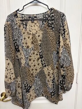 Style & Co. Mixed Animal Print Tunic Top in Beige and Black